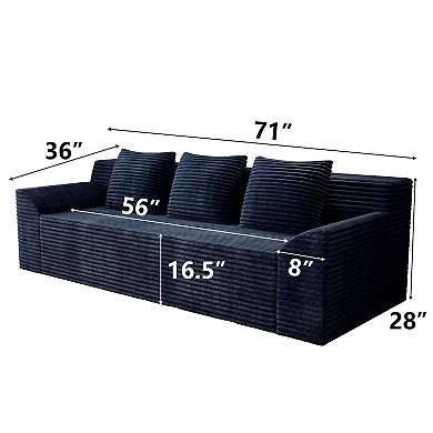 71" 3-Seater Corduroy Sofa, Deep Seat Couch & Comfy Loveseat for Living Room, No Assembly