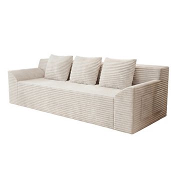 71" 3-Seater Corduroy Sofa, Deep Seat Couch & Comfy Loveseat for Living Room, No Assembly
