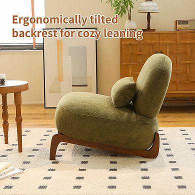 Modern Accent Chairs, Velvet Upholstered Single Sofa Chair, Cozy Bedroom Chair, Tilted Wood Legs