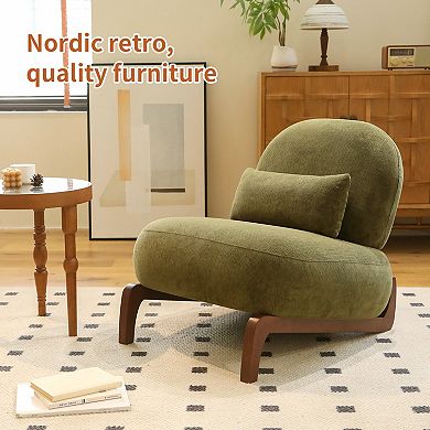 Modern Accent Chairs, Velvet Upholstered Single Sofa Chair, Cozy Bedroom Chair, Tilted Wood Legs