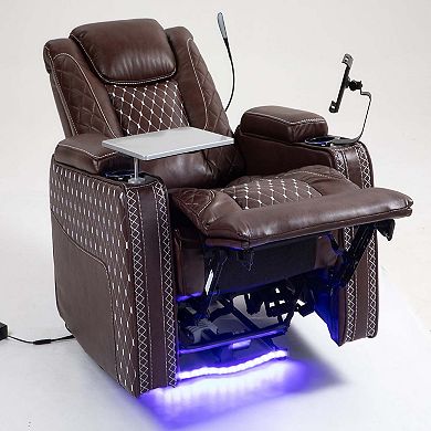 Power Zero Gravity Recliner, LED, USB, Cup Holder for Living Room and Office