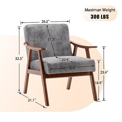 Upholstered Accent Chair with Arms, Solid Wood Frame, with 5.9in Thick Foam,Tech Cloth Vanity Chair