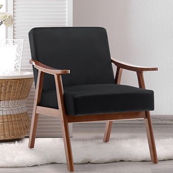 Upholstered Accent Chair with Arms, Solid Wood Frame, with 5.9 in Thick Foam,Tech Cloth Vanity Chair