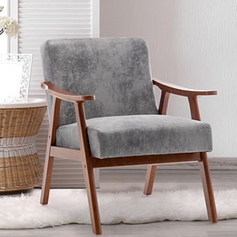Upholstered Accent Chair with Arms, Solid Wood Frame, with 5.9 in Thick Foam,Tech Cloth Vanity Chair