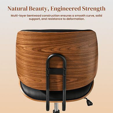 Ovios Ergonomic Bentwood Office Chair, Modern Lumbar Support Desk Chair, Adjustable Height