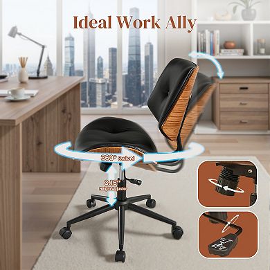 Ovios Ergonomic Bentwood Office Chair, Modern Lumbar Support Desk Chair, Adjustable Height