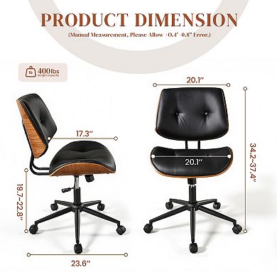 Ovios Ergonomic Bentwood Office Chair, Modern Lumbar Support Desk Chair, Adjustable Height