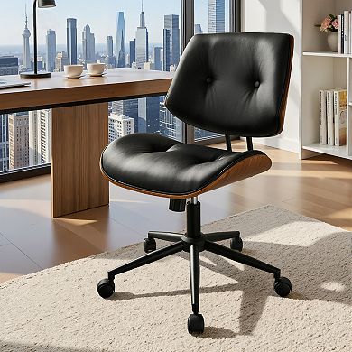 Ovios Ergonomic Bentwood Office Chair, Modern Lumbar Support Desk Chair, Adjustable Height