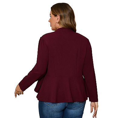 Women Plus Size Casual Blazer Open Front Long Sleeve Ruffle Cardigan Work Office Cardigan Jackets