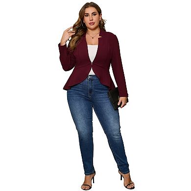 Women Plus Size Casual Blazer Open Front Long Sleeve Ruffle Cardigan Work Office Cardigan Jackets