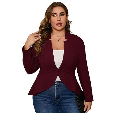 Women Plus Size Casual Blazer Open Front Long Sleeve Ruffle Cardigan Work Office Cardigan Jackets