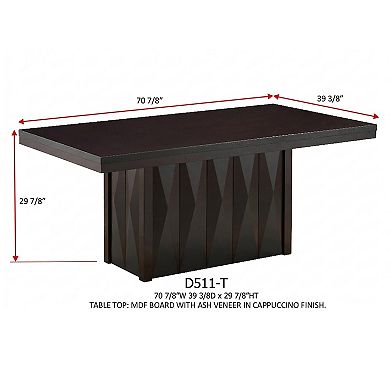 Kings Brand Furniture Modern Cappuccino Dining Table with Sculptural Geometric Base