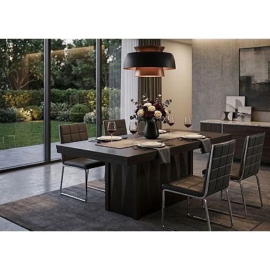Kings Brand Furniture Modern Cappuccino Dining Table with Sculptural Geometric Base