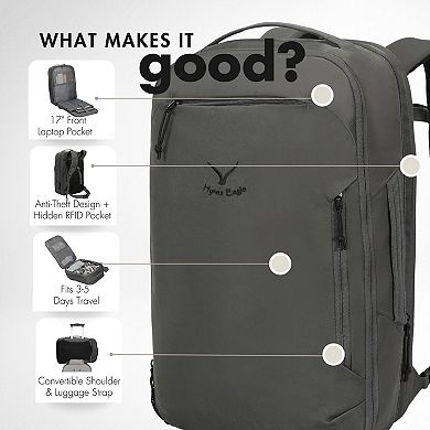 Expandable Carry-On Travel Backpack (40L) Hynes Eagle