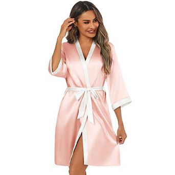Ekouaer Women's Satin Robes Silk Kimono Bathrobe 3/4 Sleeve Bridal Bridesmaids Robes Soft Silky