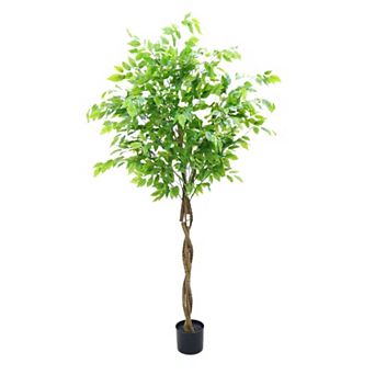 Artificial Ficus Tree,Tall Fake Ficus Tree In Pot,Potted Faux Ficus Tree With Realistic Texture