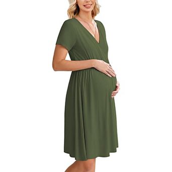 Ekouaer in Labor and Delivery Gown Split Front Flap Maternity Hospital Dress Nursing Nightgown