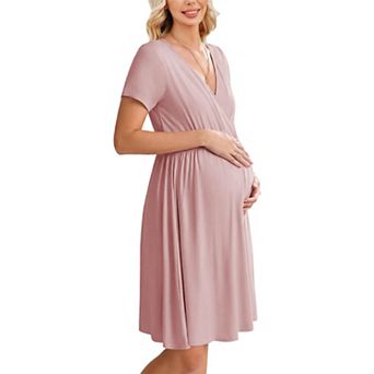 Ekouaer in Labor and Delivery Gown Split Front Flap Maternity Hospital Dress Nursing Nightgown