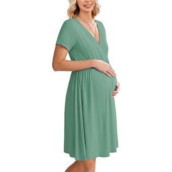 Ekouaer in Labor and Delivery Gown Split Front Flap Maternity Hospital Dress Nursing Nightgown