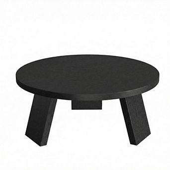 Round Coffee Table with Inclined Legs, Modern Wooden Circle Center Table, for Living Room, Bedroom