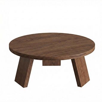 Round Coffee Table with Inclined Legs, Modern Wooden Circle Center Table, for Living Room, Bedroom