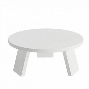 Round Coffee Table with Inclined Legs, Modern Wooden Circle Center Table, for Living Room, Bedroom