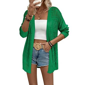 Zeagoo Women's Lightweight Long Sleeve Open Front Crochet Boho Cardigan Kimono Cover Ups
