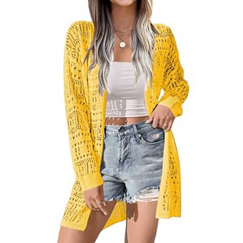 Zeagoo Women's Lightweight Long Sleeve Open Front Crochet Boho Cardigan Kimono Cover Ups