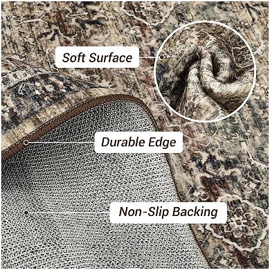 Washable Rugs Vintage Boho Area Rug Non Slip Floor Carpet Ultra-Thin Rugs