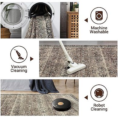 Washable Rugs Vintage Boho Area Rug Non Slip Floor Carpet Ultra-Thin Rugs