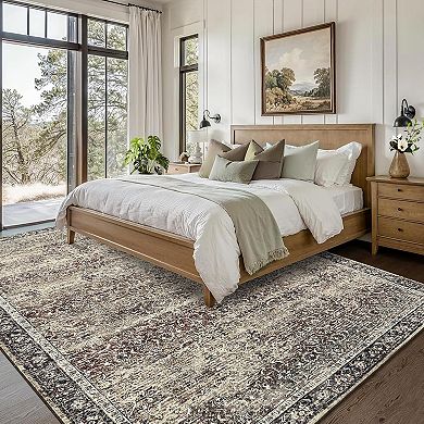 Washable Rugs Vintage Boho Area Rug Non Slip Floor Carpet Ultra-Thin Rugs