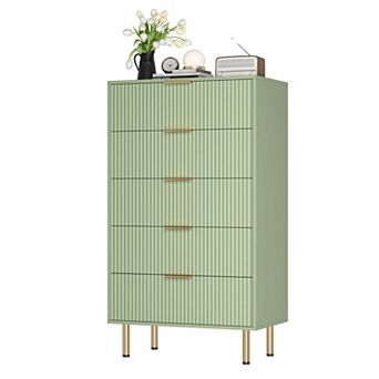 5 Drawer Dresser, 47.9" Wood Tall Dressers with Metal Handle for Closet, Living Room, Entryway