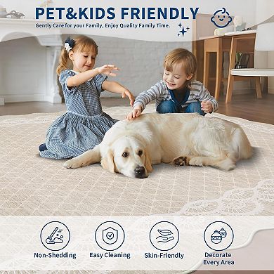 ANIXOL Washable Scalloped Runner Rug