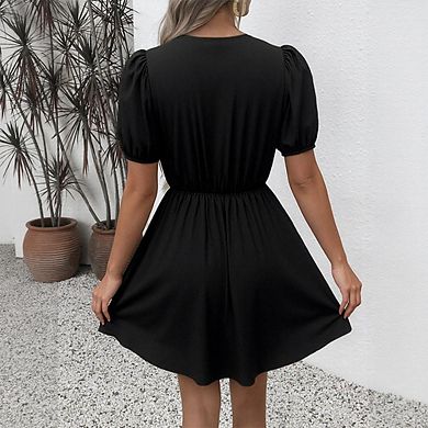 Women's Bow-Knot Tie-Waist Mini Dress