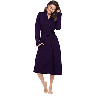 Ekouaer Robes for Women Long Sleeve Knit Kimono Bathrobe Soft Lightweight Loungewear Ladies Cotton