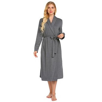 Ekouaer Robes for Women Long Sleeve Knit Kimono Bathrobe Soft Lightweight Loungewear Ladies Cotton