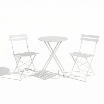3 pc Outdoor Patio Bistro Set, Folding Table and 2 Chairs, Garden, Balcony or Yard Furniture