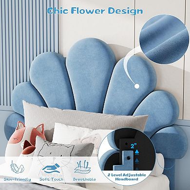 Twin Bed Frame with Storage Drawer, Headboard, No Box Spring Needed, Wooden Slats, Noise Free