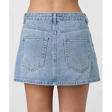 Women's High Waisted A-Line Denim Skirt with Side Pockets