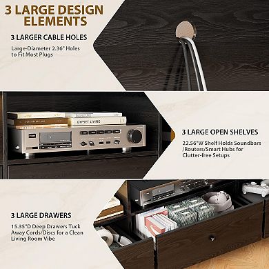 ANIXOL Modern MDF TV Stand with Drawer and Open Shelf