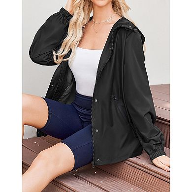 Zeagoo Women's Waterproof Hooded Rain Jacket Windbreaker Lightweight Raincoat with Pockets