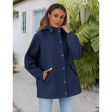 Zeagoo Women's Waterproof Hooded Rain Jacket Windbreaker Lightweight Raincoat with Pockets