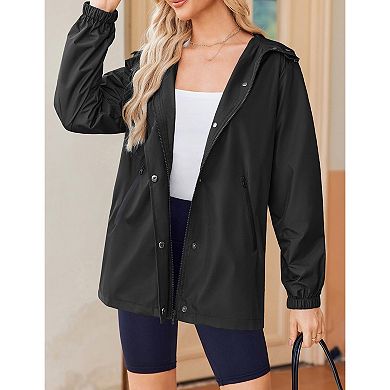 Zeagoo Women's Waterproof Hooded Rain Jacket Windbreaker Lightweight Raincoat with Pockets