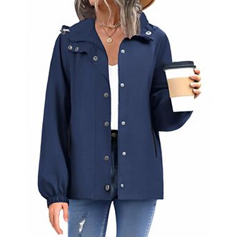 Zeagoo Women's Waterproof Hooded Rain Jacket Windbreaker Lightweight Raincoat with Pockets