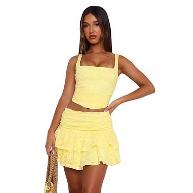 Women's Multi-Layered Tiered Lace Mini Skirt Cake Skirt Design