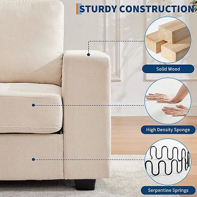 Modern Chenille Fabric Loveseat Sofa Couch with USB & Type-C Charging Ports, Perfect for Living Room