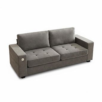 Modern Chenille Fabric Loveseat Sofa Couch with USB & Type-C Charging Ports, Perfect for Living Room
