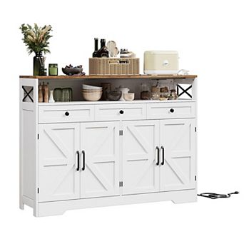 Sideboard Buffet Cabinet,Modern Farmhouse Storage Cabinet,Wood Coffee Bar Cabinet Buffet Table