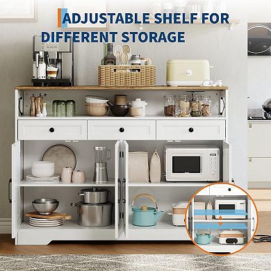 Sideboard Buffet Cabinet,Modern Farmhouse Storage Cabinet,Wood Coffee Bar Cabinet Buffet Table