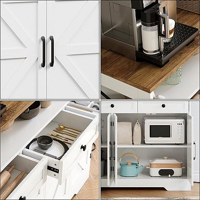 Sideboard Buffet Cabinet,Modern Farmhouse Storage Cabinet,Wood Coffee Bar Cabinet Buffet Table